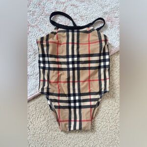 Burberry Baby Girl One-Piece Swimsuit with Black Trim - Size 6 months